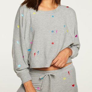 Chaser Cropped Lightning Stars Hearts Pullover